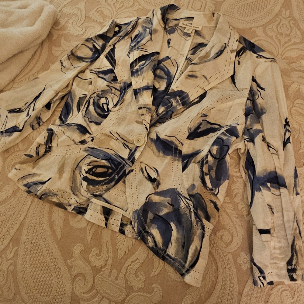 Floral Blue and White Women's Jacket